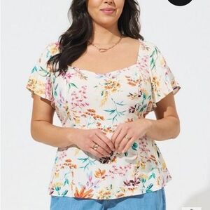 Torrid Peplum Flutter-Sleeve Sweetheart Top
